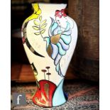 Emma Bailey - (ceramic artist) - Shape 14 Mei Ping vase, hand enamelled in colours, height 320mm.