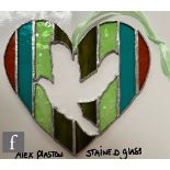 Alex Pastow - Heart shaped stained glass, 170mm x 170mm, unframed.
