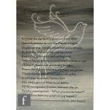 Pat Davis - Calligraphy on watercolour, 200mm x 280mm, framed and glazed, 330mm x 430mm.