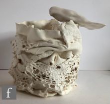 Serena Quinn MA (ceramicist) - China clay sculpture, hollow form, clear glaze with gold