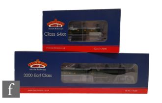 Two OO gauge Bachmann GWR green locomotives, 31-087DC DCC On Board 4-4-0 3200 Class 9003, and 0-6-