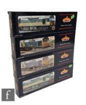 Four OO gauge Bachmann BR Class 25 diesel locomotives, 32-410 Class 25/2 blue 25 087, 32-401 Class