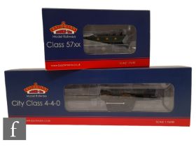 Two OO gauge DCC Ready GWR green locomotives, 31-726 4-4-0 City Class 'City of Bath' and 32-215 0-