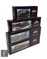 Four OO gauge Bachmann locomotives, 32-304 0-6-0 GWR green Collett Goods 2294, 31-707 4-6-0 BR green