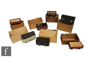 A collection of O gauge scratch built rolling stock, to include fish wagons, coal wagons etc. (19)
