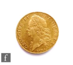 George II (1727-1760) - A five-Guineas, 1746, old laureate head facing left, Lima below, reverse