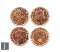 Elizabeth II - Four sovereigns, 2009, 2011, 2013 and 2015. (4)