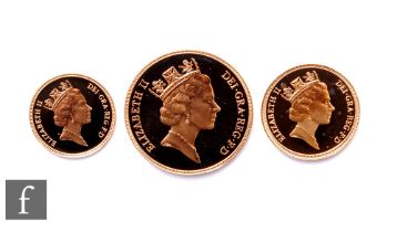 Elizabeth II - A three gold coin set double sovereign, sovereign and half sovereign, 1987, no