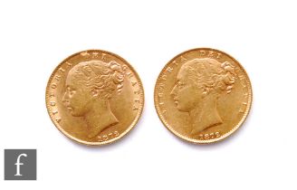 Victoria - Two sovereigns, 1872, Young heads, Shield back, die Nos 64 and 97. (2)