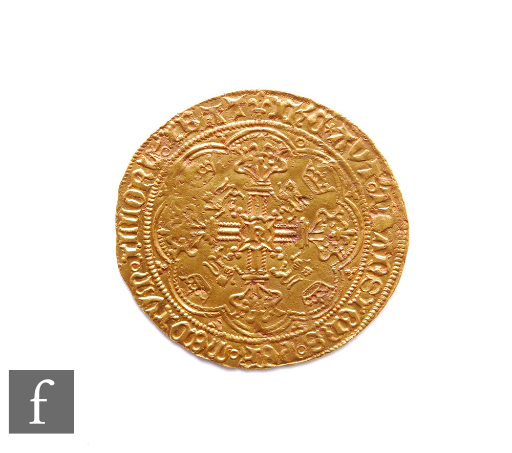 Henry VI (1422-1461) - A Noble, first reign annulet issue (1422-1427), Calais, King standing - Image 2 of 2