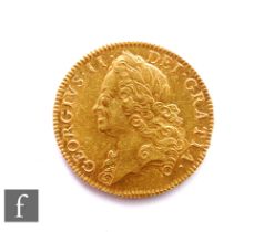 George II (1727-1760) - A five-Guineas, 1753, old laureate head facing left, reverse with crowned
