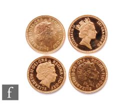 Elizabeth II - Four sovereigns, 1996, 1999, 2000 and 2001. (4)