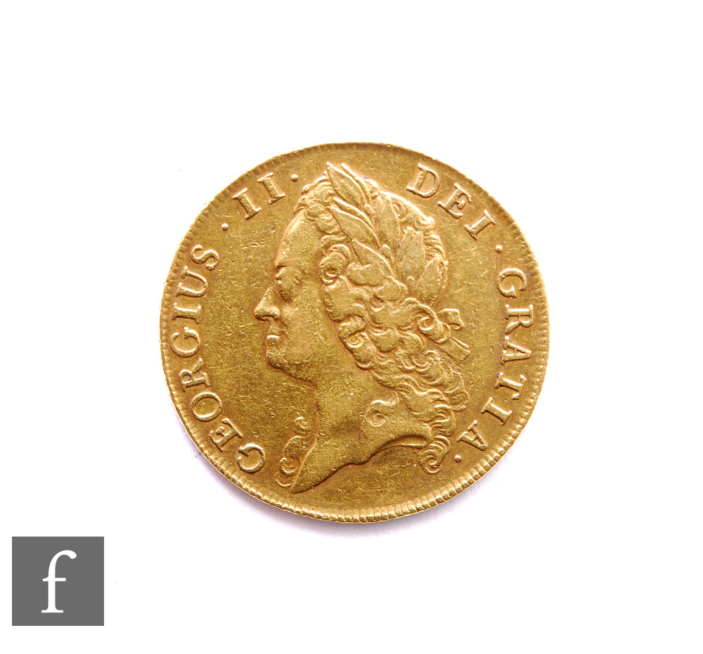 George II (1727-1760) - A two-Guineas, 1740, intermediate laureate head facing left, reverse crown