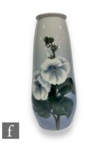 A 20th Century Royal Copenhagen Porcelain vase, shape 184, of tapered sleeve form with everted