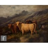 J. HENRY (LATE 19TH CENTURY) - Highland cattle, oil on canvas, signed, framed, 71cm x 92, frame size