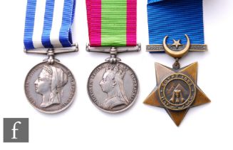 An Afghanistan and an Egypt medal to 42/572 Pte C.T Turner 85 Foot 1st Shrops and an 1883 Khedive'