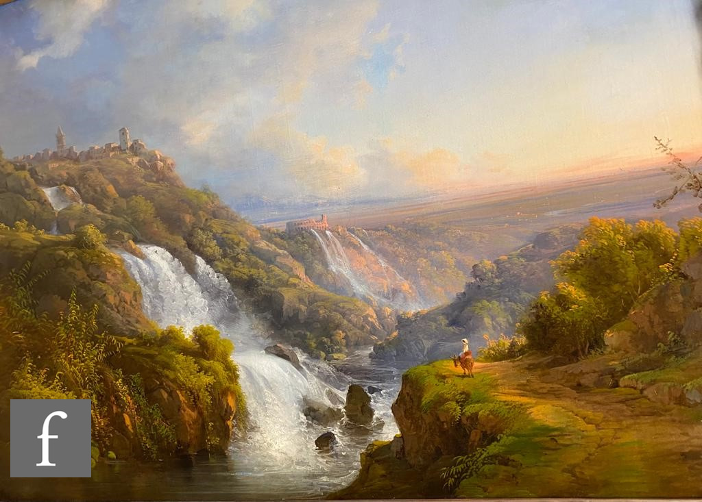 MANNER OF ABRAHAM TEERLINK (1776-1857) - The Falls at Tivoli, oil on canvas, in ornate carved frame,