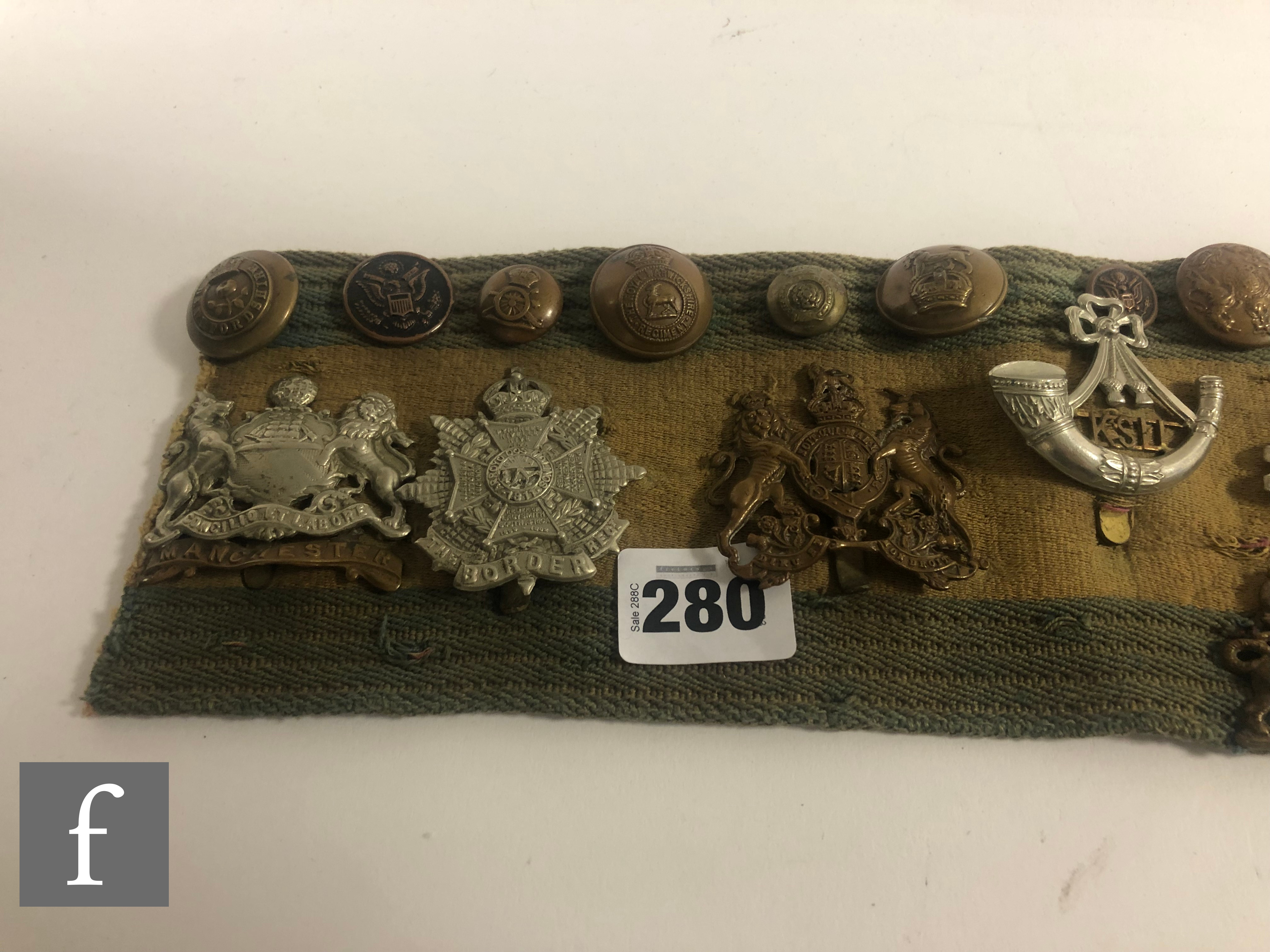 A collection of mounted military badges and buttons, various regiments, Cheshire, Manchester, - Image 2 of 7