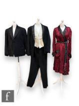 An early to mid 20th Century gentleman's three piece suit, to include a black dinner jacket with