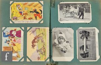 An Edwardian postcard album of comical cards Felix the Cat, comical and French comical, children,