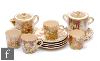 A Japanese Meiji Period (1868-1912) part tea service, to include teapot, lidded sugar bowl, four