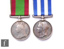 An Afghanistan and an Egypt medal to 12/184 Pte J. Leech 1st Foot Shrops Light Infantry. (2)