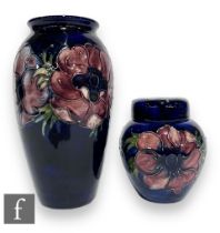 A post war Moorcroft Pottery vase of shouldered ovoid form with everted rim in the Anemone