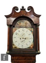 A George III line inlaid mahogany longcase clock with eight-day movement striking on a bell, with