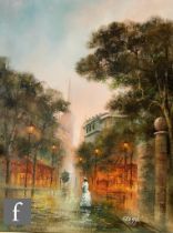 COLIN MAXWELL PARSONS (BORN 1936) - A rainy street scene, oil on canvas, signed 'Glenn', framed,