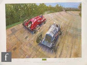 TERENCE CUNEO, OBE (1907-1996) - 'The Spirit of Brooklands', photographic reproduction, signed in