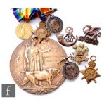 A World War One medal trio and Death Plaque to 2468 Pte Frank Davies, Hereford Reg with a First