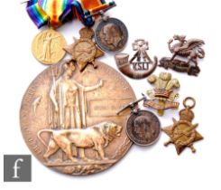 A World War One medal trio and Death Plaque to 2468 Pte Frank Davies, Hereford Reg with a First
