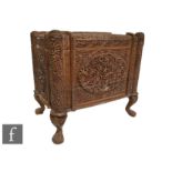 A 20th Century Bombay carved hardwood chest cabinet, detailed floral panels, fitted with an interior