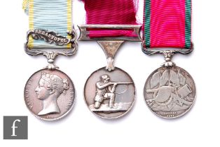 A Crimea medal with Sebastopol bar, a Turkish Crimea medal and a shooting medal, all to 1167