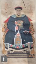 Two Late Qing Dynasty/Republic Period Chinese hanging scroll ancestor portraits, the first depicting