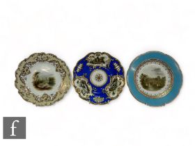 A 19th Century Minton desert plate of fluted circular form with pierced border, decorated with three