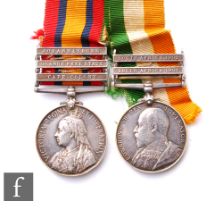 A Queen's South Africa medal with Johannesburg, Orange Free State and Cape Colony bars with a King's