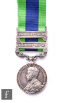 An Indian General Service medal with Waziristan 1921-24 and 1919-21 bars to 4180594 Pte C.B.