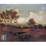 TOM KEATING (1917-1984) - 'Landscape in the style of Constable', oil on board, with hand written