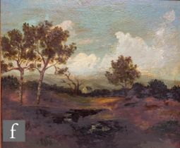 TOM KEATING (1917-1984) - 'Landscape in the style of Constable', oil on board, with hand written