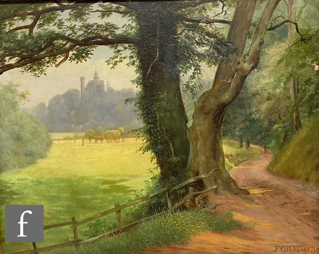 FRANK GIBBONS (1852-1918) - A wooded lane in summer, oil on canvas, signed and dated 1906, framed,