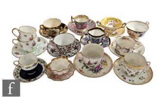 A collection of 19th Century and later china tea and coffee cups and saucers, mostly English, most