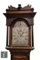 A 19th Century oak longcase clock, the arched brass dial inscribed Nicklin Birmingham with Strike/