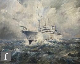 SAVAGE (MID 20TH CENTURY) - 'HMTS Monarch off Rockall Bank, September 1955', oil on canvas,