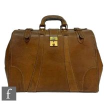 A post 1950s stitched brown leather Gladstone type bag, width 47cm.