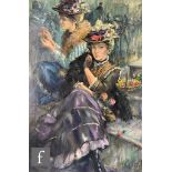 GORDON KING (1939-2022) - The Flower Sellers, oil on canvas, signed, framed, 92cm x 61cm, frame size