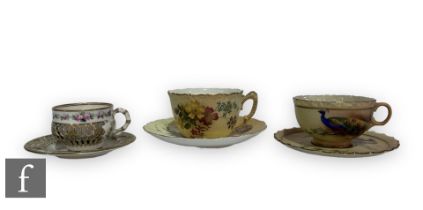 A miniature Worcester reticulated cabinet cup and saucer, the double walled cup with reticulated