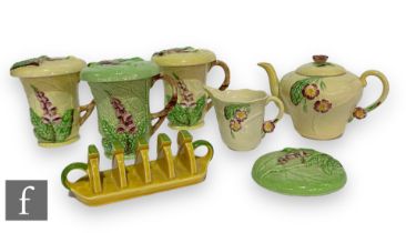 A collection of 1930s to 1950s Carlton Ware embossed wares to include three Foxglove pattern covered