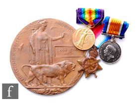 A World War One medal trio and Death Plaque to 15772 Pte John Henry Smith King's Shropshire Light