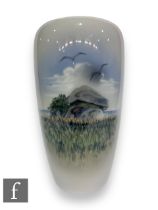 A 20th Century Royal Copenhagen vase, shape 1048, of tapered ovoid form with roll rim, panel